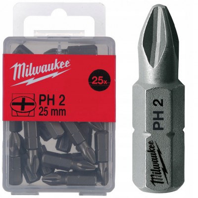Bit Phillips PH2 x 25 mm 25 szt. 60 HRC MILWAUKEE (nr kat. 4932399587)