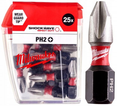 Bit udarowy Phillips PH2 x 90 mm Shockwave Impact Duty™ MILWAUKEE (nr kat. 4932430856)