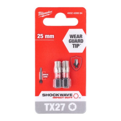 Bit udarowy Torx T27 x 25 mm 2 szt. Shockwave Impact Duty™ MILWAUKEE (nr kat. 4932430884)