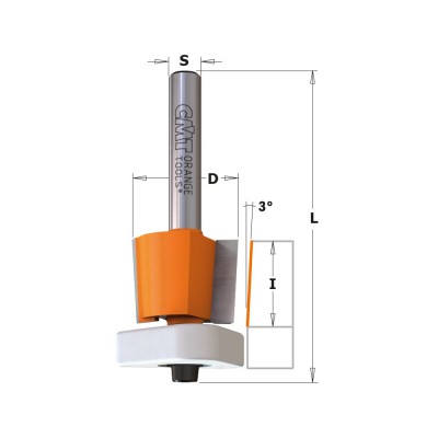 Frez do obcinana laminatu fi 12,7 mm x 12,7 mm trzpień fi 6,35 mm HM CMT (nr kat. 807.128.11)