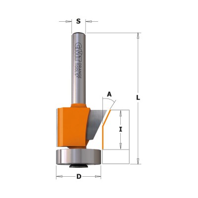 Frez do ukosowania z łożyskiem fi 19-24,5 mm x 16 (10+6) mm trzpień fi 6 mm HM CMT (nr kat. 707.210.11)
