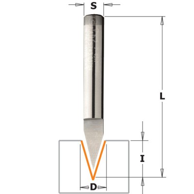 Frez literujący 35° fi 6 mm x 9 mm trzpień fi 6 mm HM CMT (nr kat. 758.002.11)
