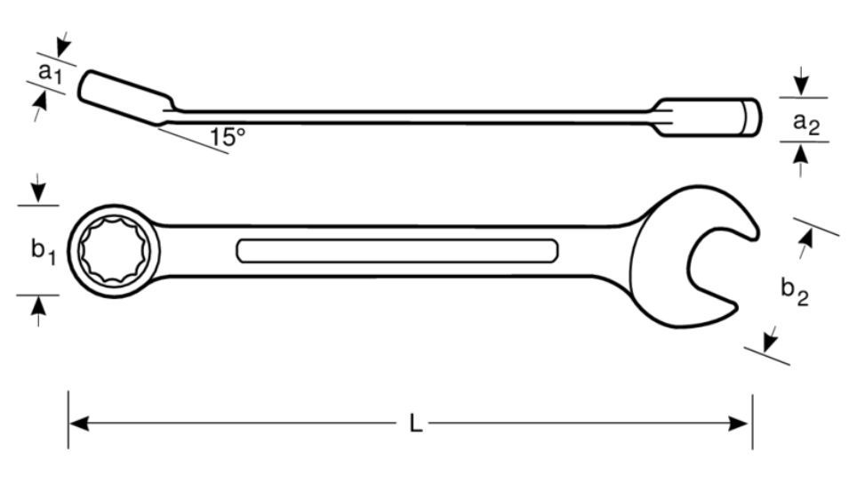 Klucz płasko-oczkowy nieiskrzący 15 mm Bahco (nr kat. NS002-15)