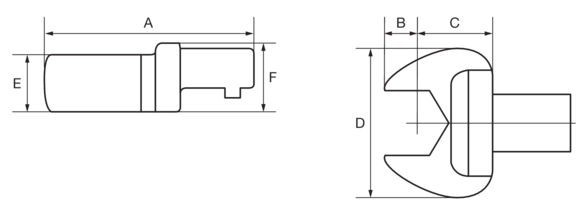 Końcówka płaska calowa 1/2'' złącze prostokątne 9x12 mm Bahco (nr kat. 97-1/2)