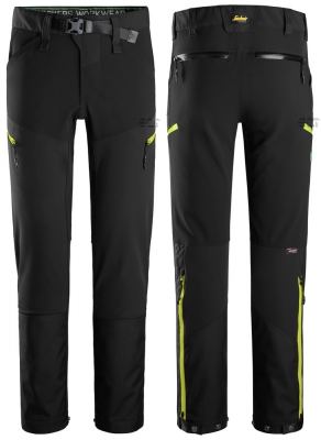 Spodnie 6948 softshell stretch FlexiWork kol. black/neon yellow rozm. 50 SNICKERS WORKWEAR (nr kat. 69480467050)