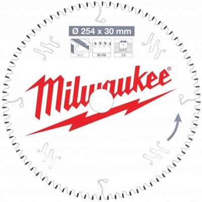 Tarcza pilarska do aluminium fi 190 x 30 mm 54 zęby MILWAUKEE (nr kat. 4932471303)