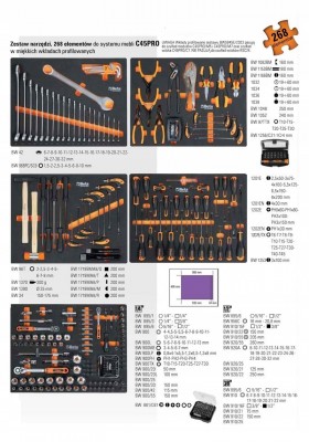 Zestaw mebli warsztatowych z wózkiem narzędziowym 268 cz. C45PRO-W/268UT  BETA (nr kat. 045001989)