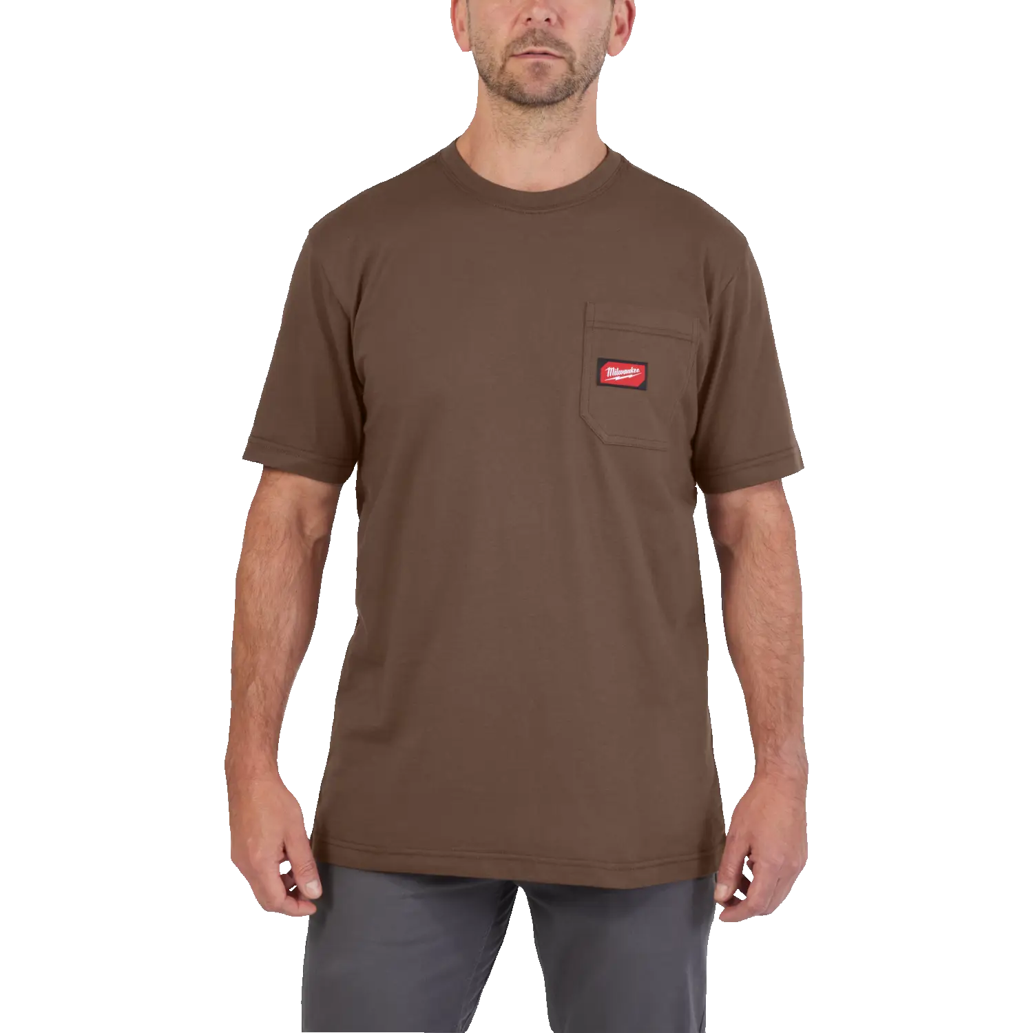 T-shirt z kieszonką z krótkim rękawem – szary