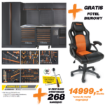 Zestaw mebli warsztatowych systemu C45PRO-X + wózek 268 narzędzi + fotel biurowy obrotowy BETA (nr kat. 045000001)