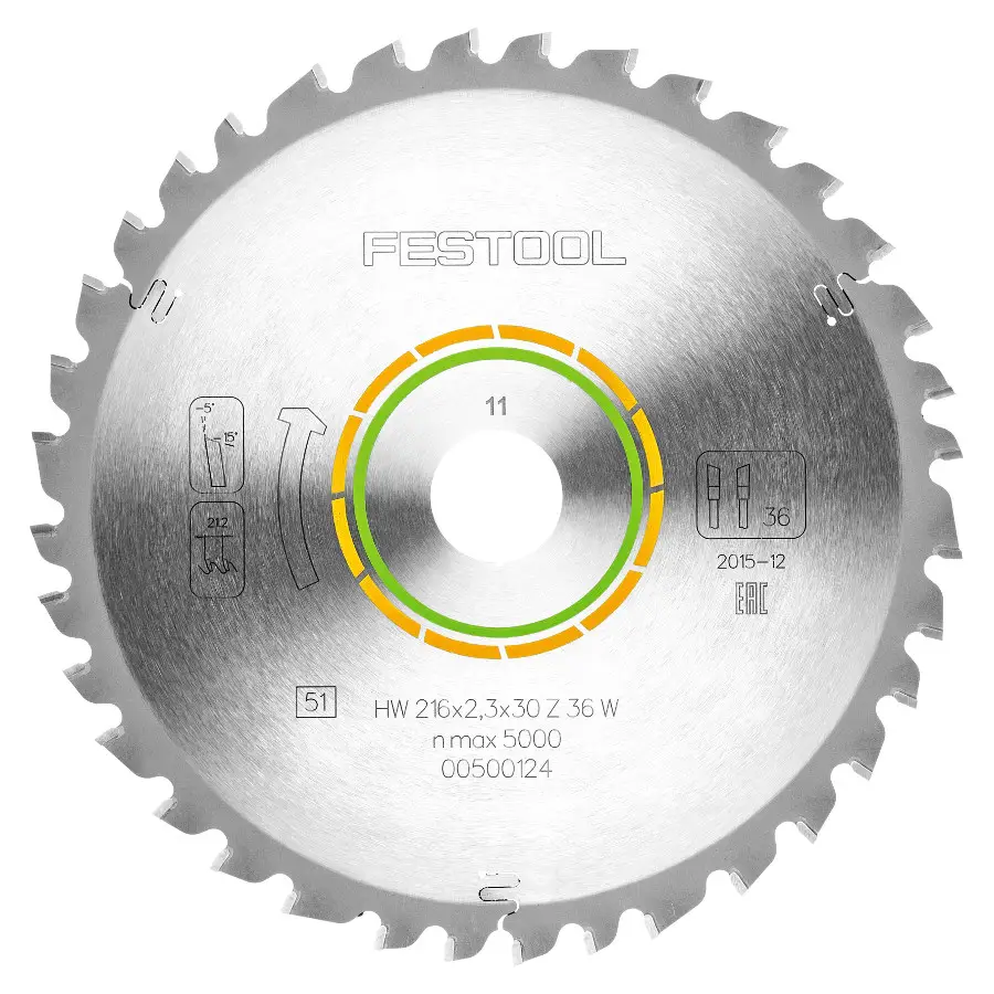 Tarcza pilarska do drewna fi 216 x 30 mm 36 zębów Wood Universal FESTOOL (nr kat. 500124)