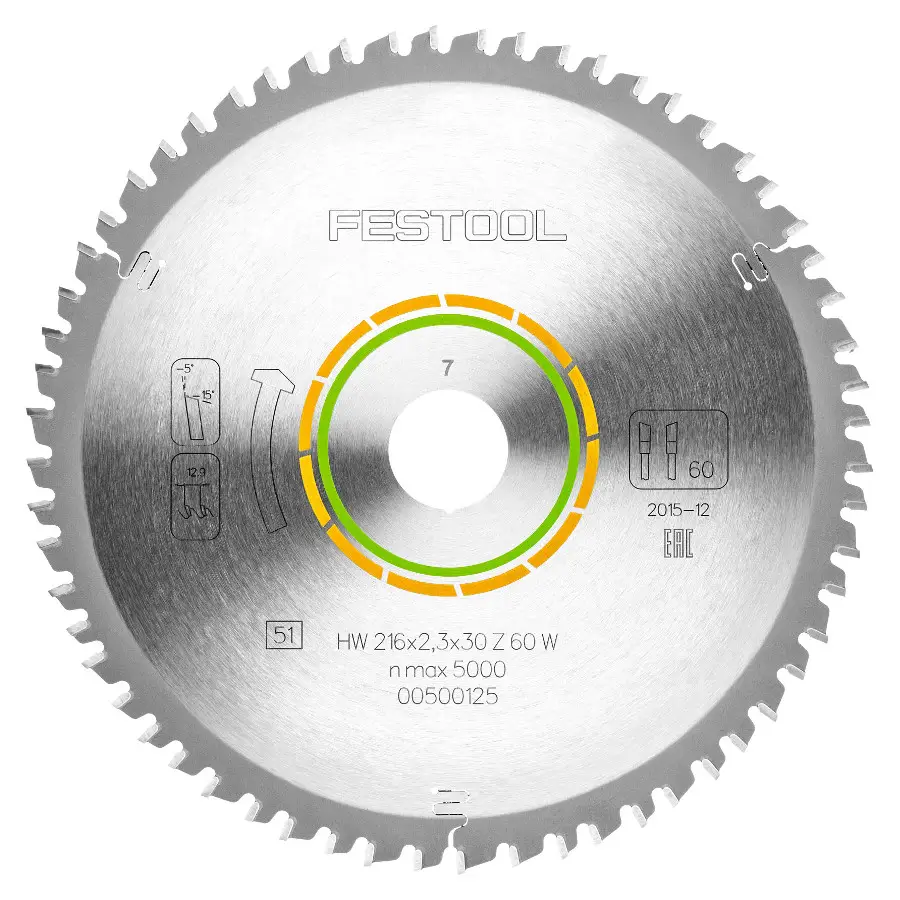 Tarcza pilarska do drewna fi 216 x 30 mm 60 zębów Wood Fine Cut FESTOOL (nr kat. 500125)