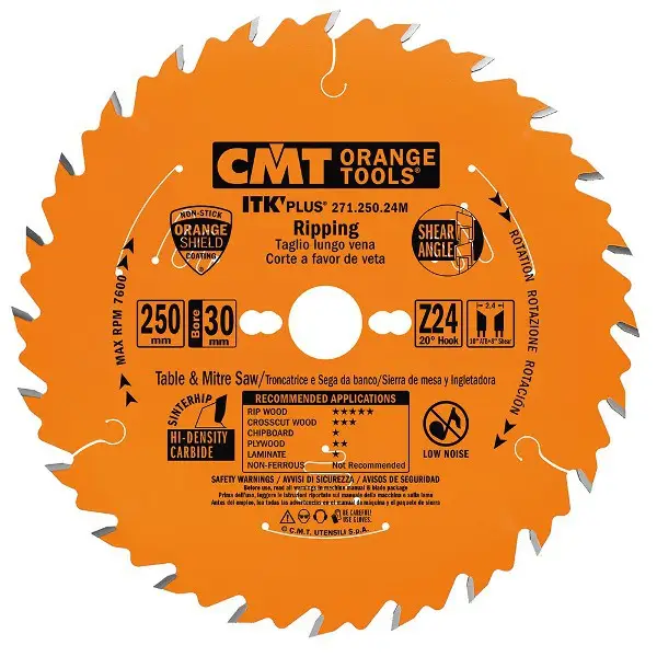 Tarcza pilarska do drewna fi 300 x 30 mm 24 zęby CMT (nr kat. 271.300.24M)