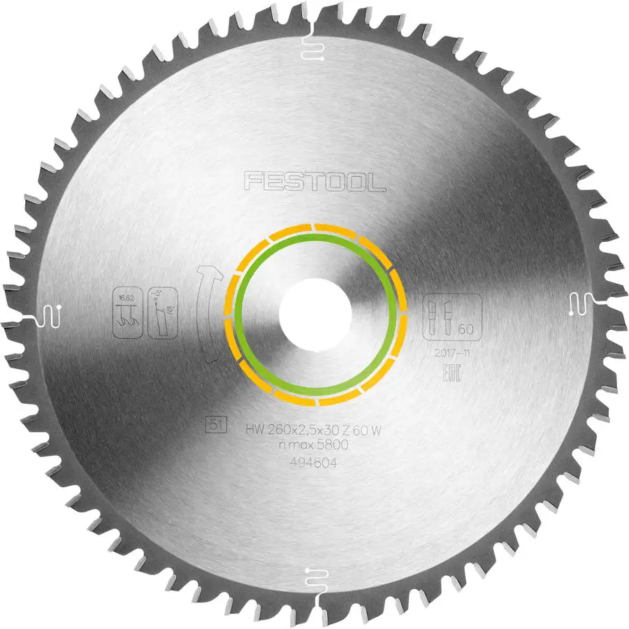 Tarcza pilarska do drewna fi 260 x 30 mm 60 zębów Wood Universal FESTOOL (nr kat. 494604)