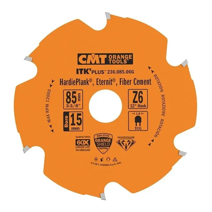 Tarcza pilarska do drewna fi 85 x 15 mm 6 zębów CMT (nr kat. 236.085.06G)