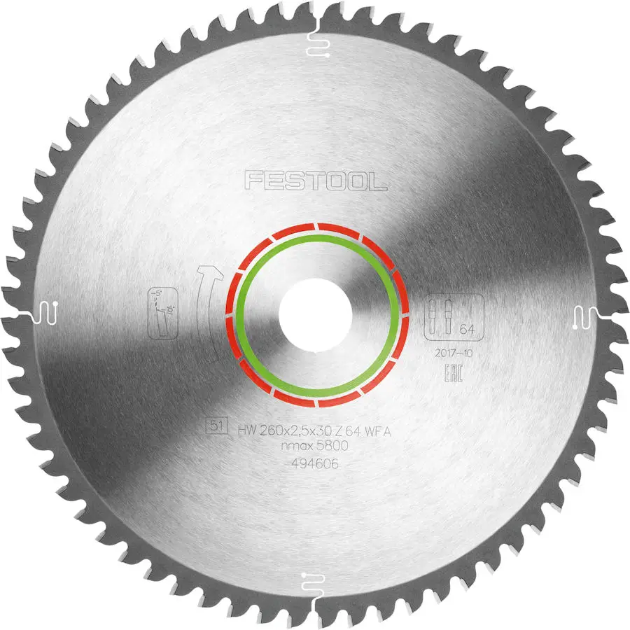 Tarcza pilarska do laminatów fi 260 x 30 mm 64 zęby Laminate HPL FESTOOL (nr kat. 494606)