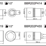 Zestaw pięciokątnych opraw i końcówek 1/2” do hamulca ręcznego 4 cz. Bahco (nr kat. BBR202P4)