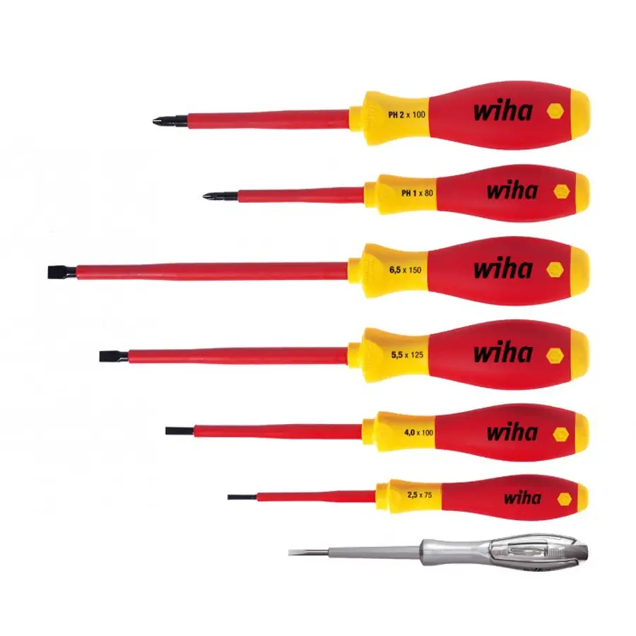 Zestaw wkrętaków VDE 7szt. płaski, Phillips SoftFinish WIHA (nr kat. 00834)
