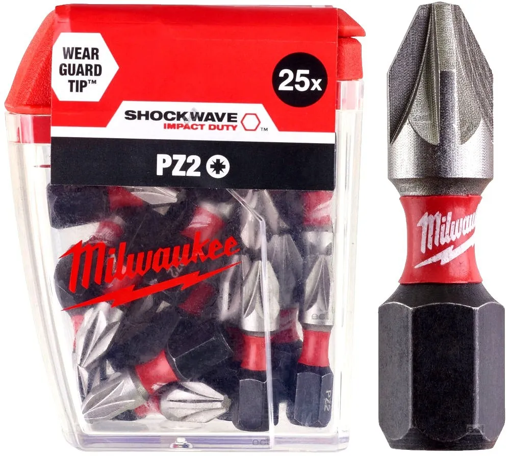 Bit udarowy Pozidriv PZ2 x 25 mm 25 szt. Shockwave Impact Duty™ MILWAUKEE (nr kat. 4932430864)