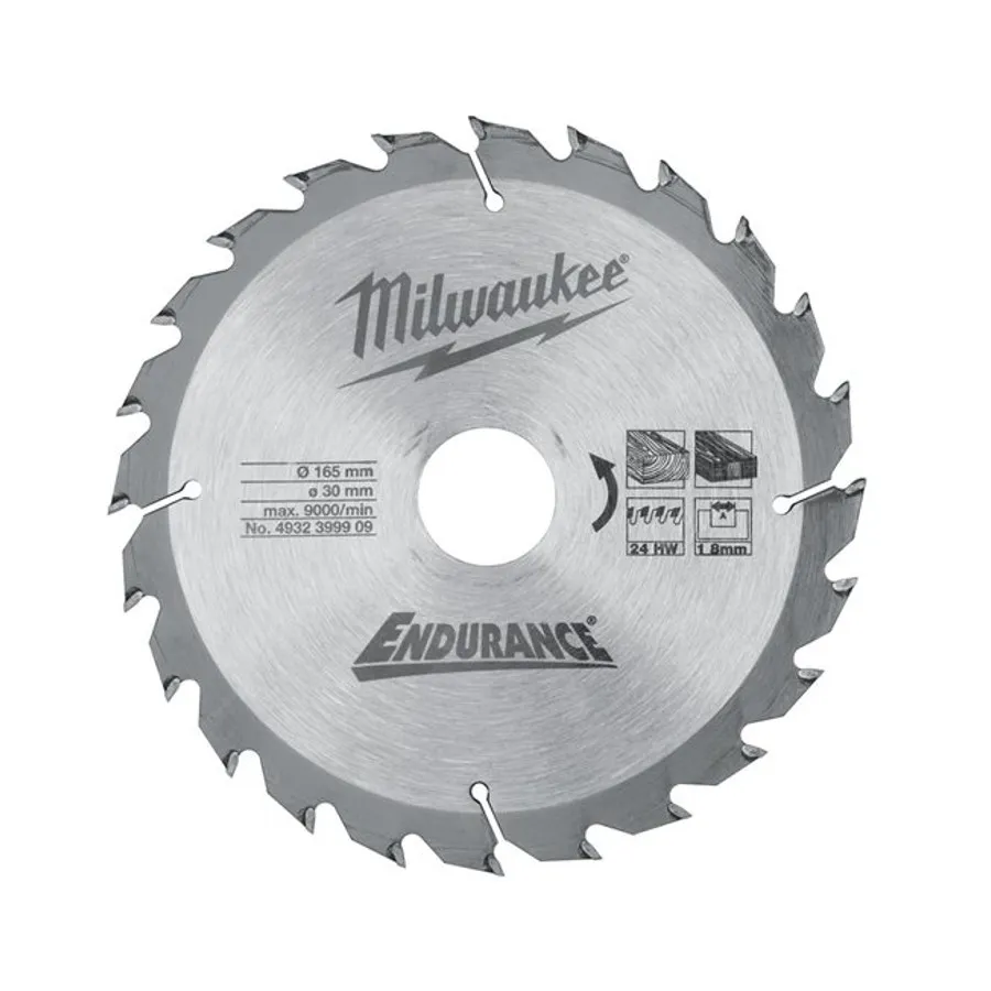 Tarcza pilarska do drewna fi 165 x 30 mm 24 zęby MILWAUKEE (nr kat. 4932399909)