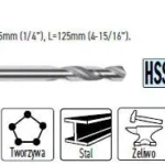 Wiertlo pilotujące HSS PUSH&LOCK, ?6,35 mm (1/4″) CMT (nr kat. 550-PD02)