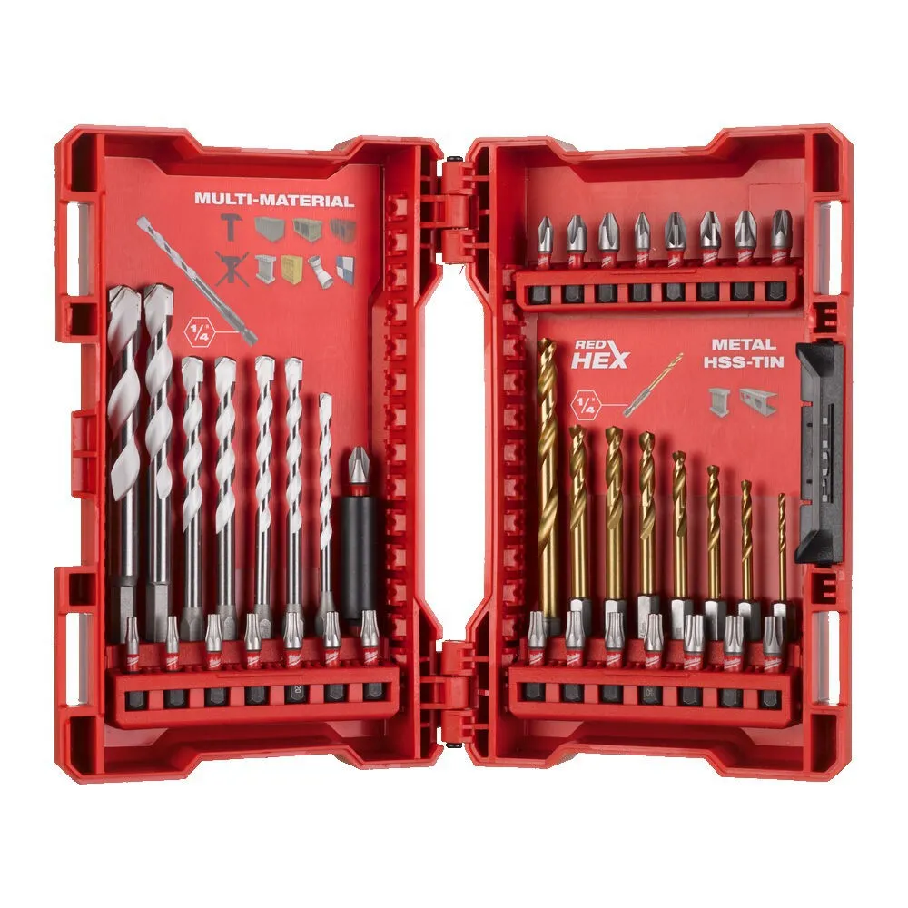Zestaw wierteł i bitów uniwersalnych udarowych Shockwave Red HEX MILWAUKEE (nr kat. 4932479854)