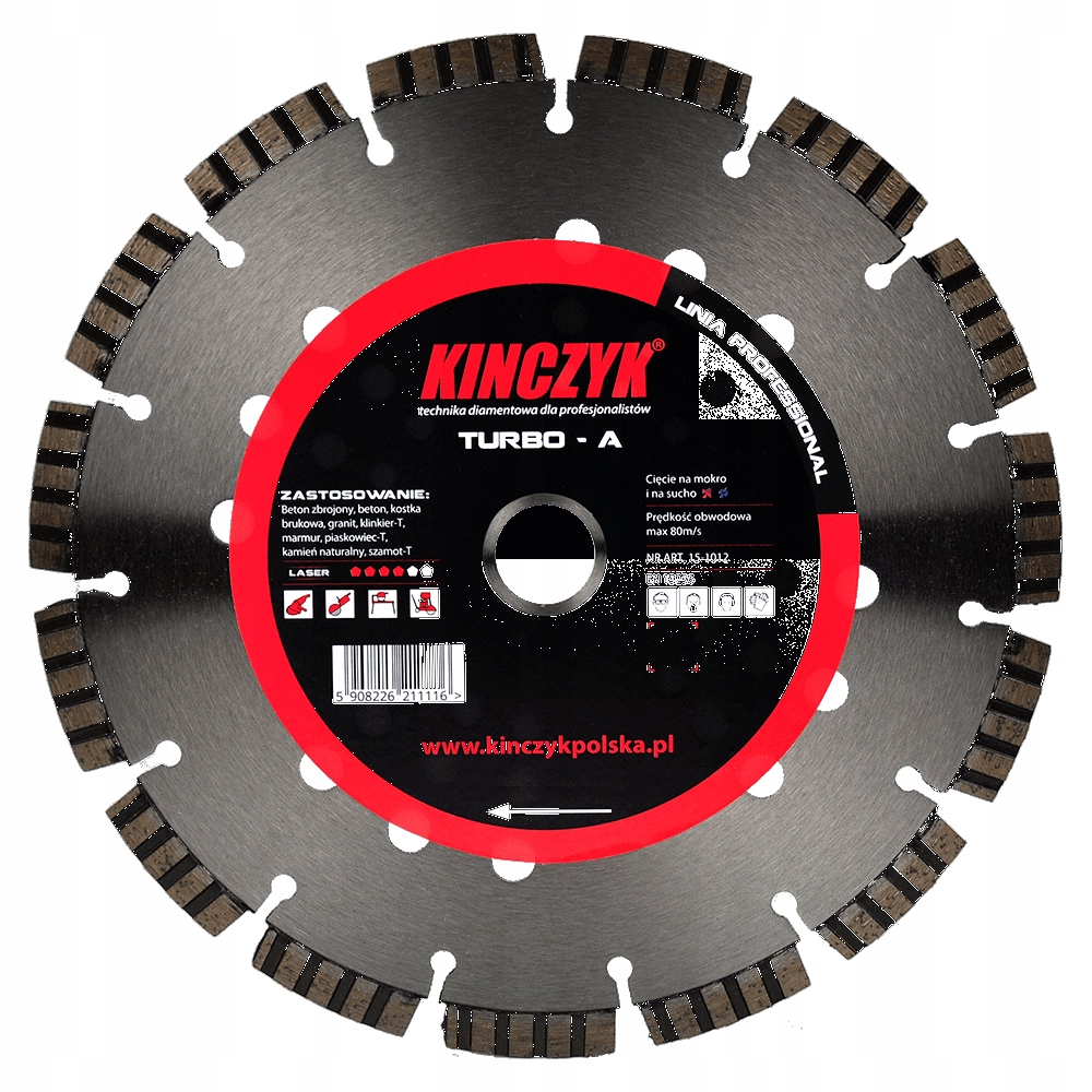 Tarcza diamentowa do betonu TURBO-A PROFESSIONAL Ø 230 mm KINCZYK (nr kat. 15-1012)