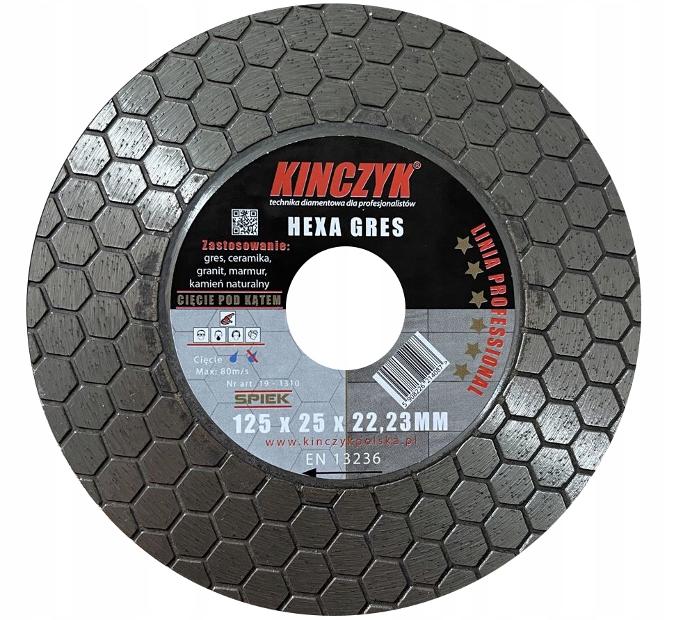Tarcza diamentowa ceramiki HEXA-GRES Ø 125 mm KINCZYK (nr kat. 19-1310)