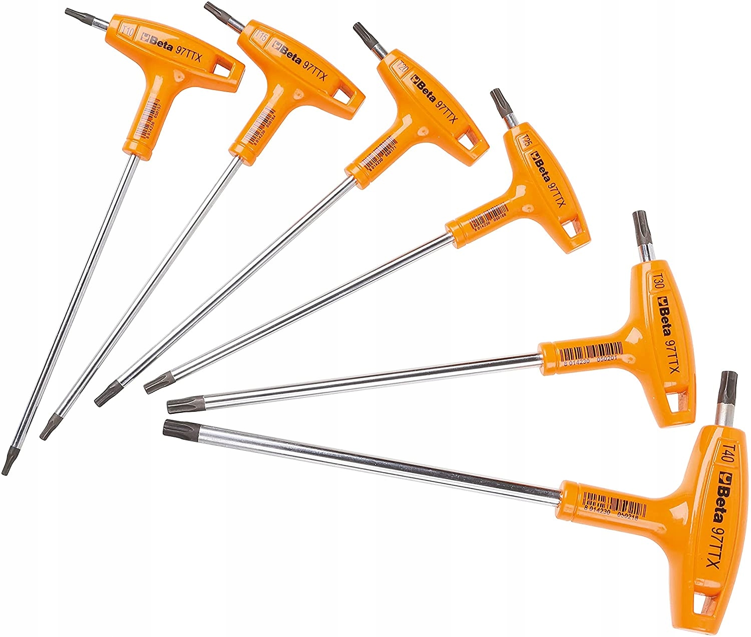 Zestaw 6 kluczy trzpieniowych T-kształtnych Torx T10-T40 BETA (nr kat. 97TTX/S6)