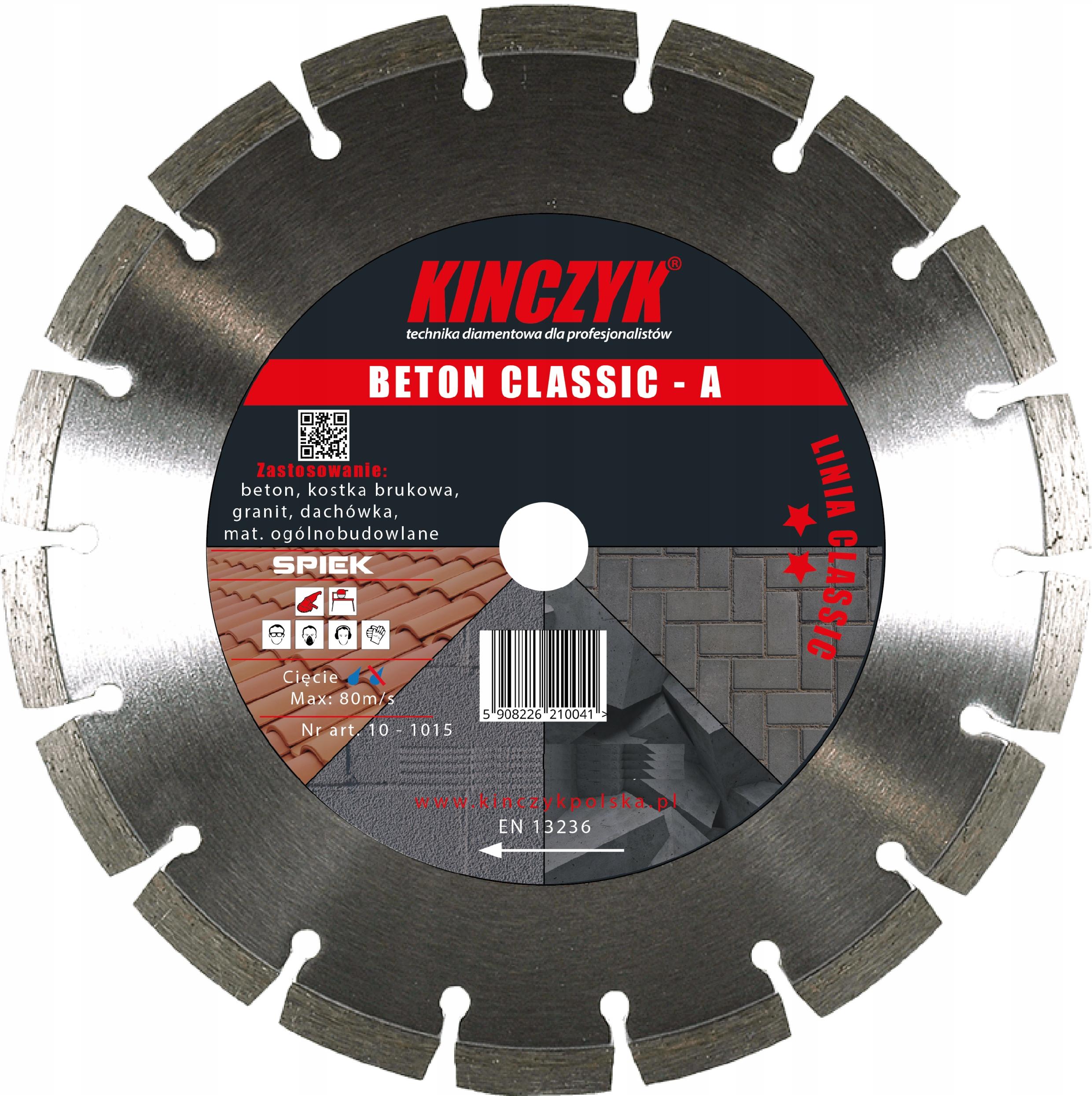 Tarcza diamentowa do betonu BETON CLASSIC-A Ø 230 mm KINCZYK (nr kat. 10-1015)