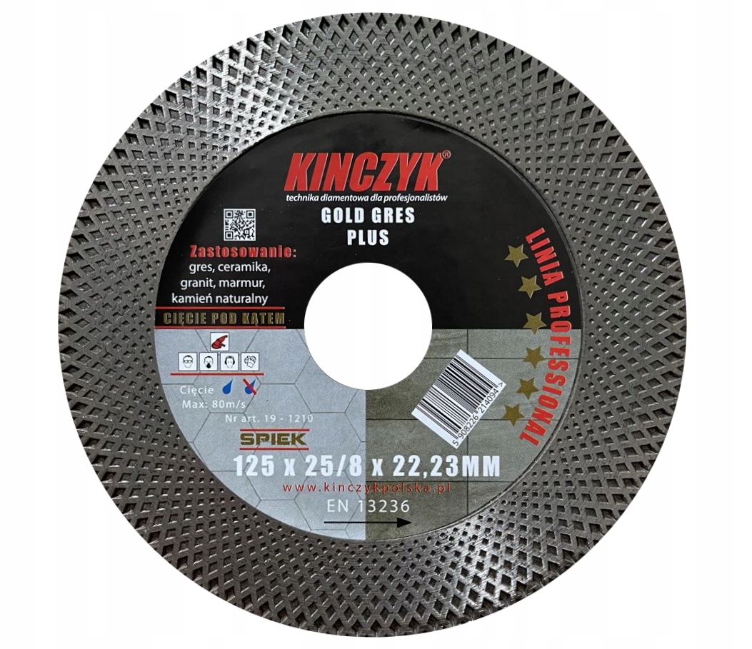 Tarcza diamentowa ceramiki gresu GOLD-GRES PLUS Ø 125 mm KINCZYK (nr kat. 19-1210)