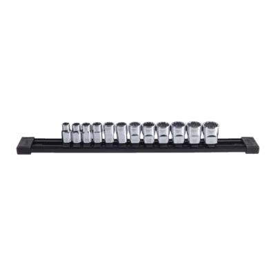 Zestaw 12 nasadek 3/8'' 12-kątnych na szynie 8-19 mm