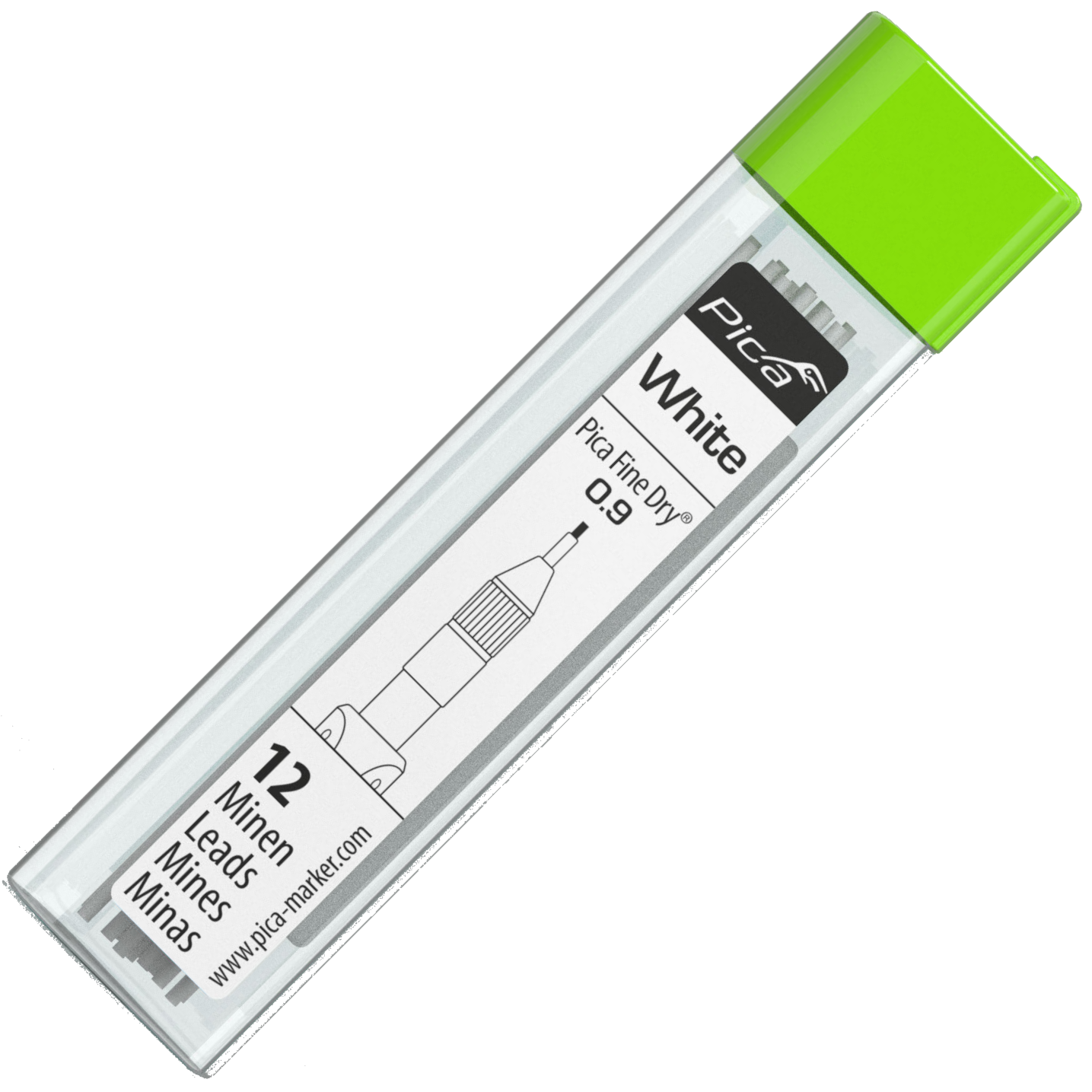 Wkład 0.9 mm biały do ołówka FINE DRY 12 szt. PICA (nr kat. 7032)