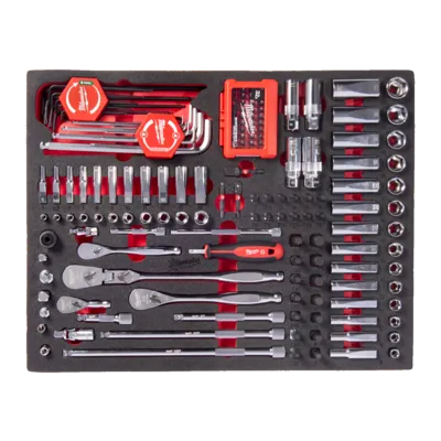 153 pc 1/4” and 3/8” Ratchet and Socket and Bit Socket Set Foam Insert