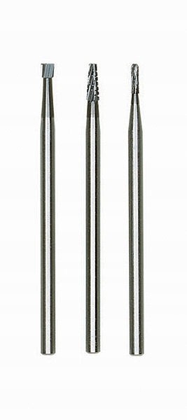 Frezy z węglika wolframu zestaw mix 3 szt. trzpień fi 2.35 mm PROXXON
