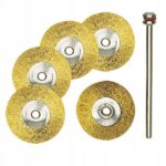 Szczotka druciana 'dysk’ mosiądz fi 22 mm 5 szt. z trzpieniem fi 2.35 mm PROXXON