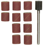 Końcówka szlifierska 'wałek’ fi 10 x 10 mm P150 10 szt. trzpień fi 3 mm PROXXON