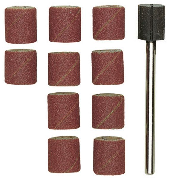 Końcówka szlifierska 'wałek’ fi 10 x 10 mm P150 10 szt. trzpień fi 3 mm PROXXON