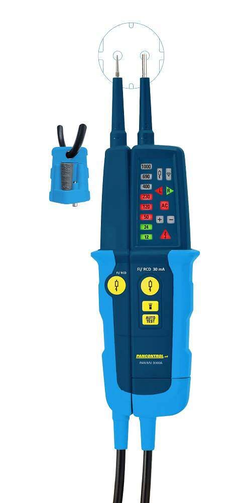 Tester napięcia ciągłosci PANMV-1000A wskaźnik LED 12-1000 V AC/DC RCD 30mA Pancontrol