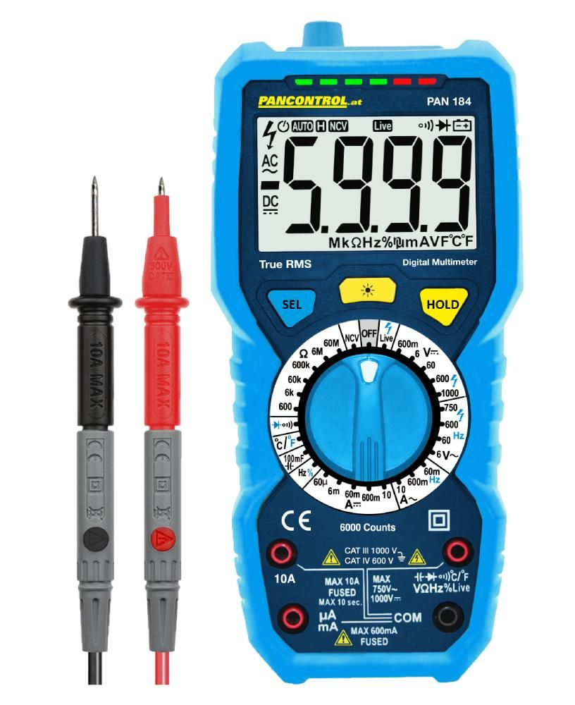 Multimetr cyfrowy PAN 184 True RMS CAT IV 600 V, CAT III 1000 V Pancontrol