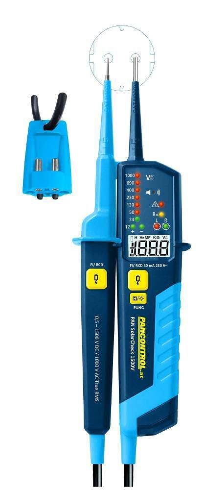 Tester napięcia i ciągłości obwodu PAN SOLARCHECK 1500V LED i LCD - 1000 V AC / 1500 V DC Pancontrol